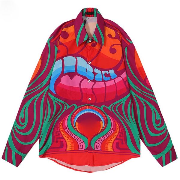 

men casual shirts fashion business bowling social hawaii style designer flower letter print long sleeved shirt3060, White;black