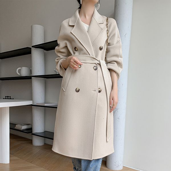 

women's trench coats winter coat jacket long windbreaker autumn luxury fashion unique elegant korean edition 230812, Tan;black