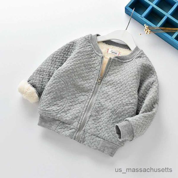 

jackets 2023 autumn winter children jacket boy girl solid color overcoat casual old baby plush thicken zipper long sleeve coat r230812, Blue;gray
