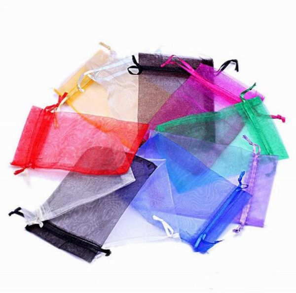 

100pcs organza bags with drawstring larger jewelry gift bags for wedding party baby shower pouch sachet mesh bags bulk1931313, Pink;blue