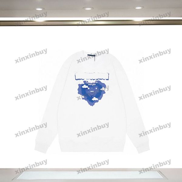 

xinxinbuy men women designer sweatshirt hoodie paris love letter printing sweater gray blue black white xs-l, Black;brown