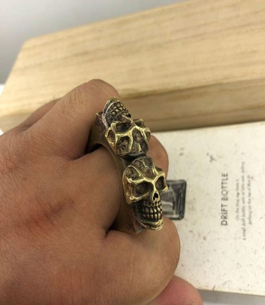 

edc brass knuckles skull style outdoor survival multi tool key chain pendant rings selfdefense broken window tools factory direct1438586