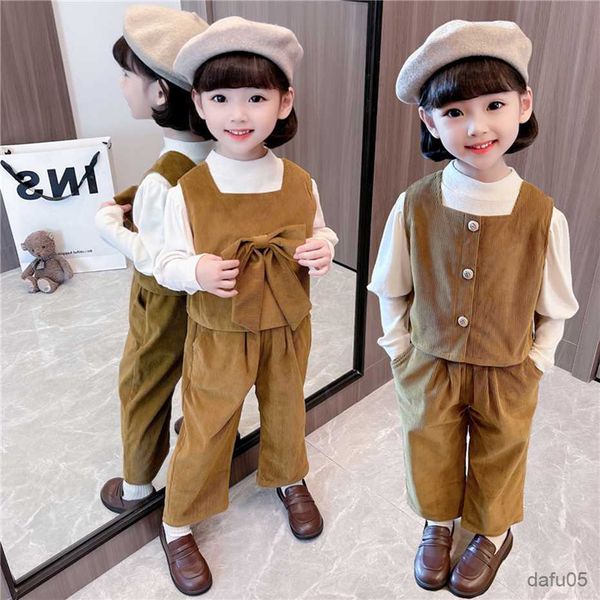 

clothing sets kids clothes girls vest tshirt pants costume for girls casual style clothes for girls spring autumn children clothing r230812, White