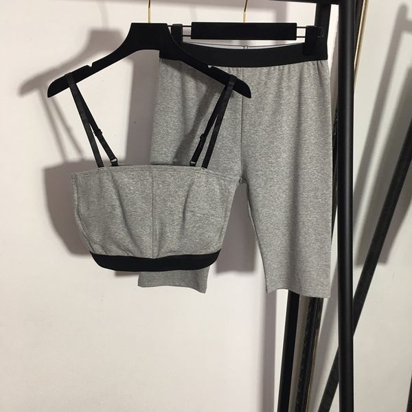 

womens sling vests shorts ladies two pieces tracksuits set grey yoga tracksuit cotton quick dry shorts suit sets, Black