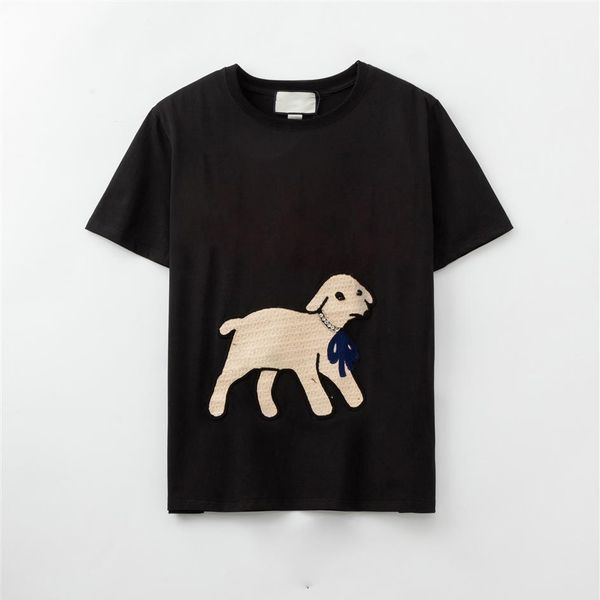 

100%cotton embroidery dogs womens t-shirt mens t shirts couple casual 3 colors style designer shirt size breathable comfortable m-258f, White;black