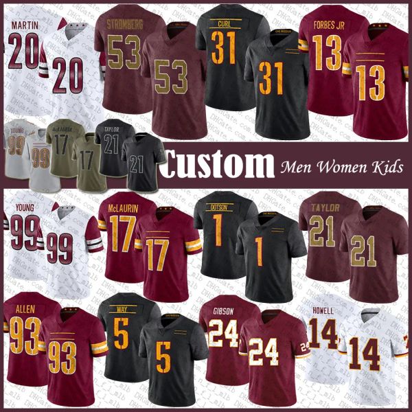 

custom 17 terry mclaurin 99 chase young football jersey jonathan allen sean taylor jahan dotson sam howell antonio gibson tress way emmanuel, Black;red