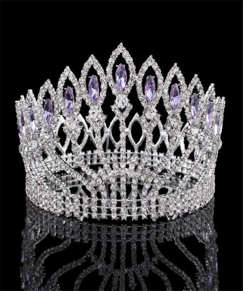 

luxurious sparkling crystal baroque queen king wedding tiara crown pageant prom diadem headpiece bridal hair jewelry accessories c3399595, White;golden