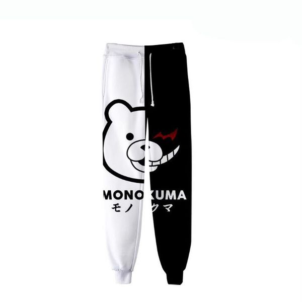 

anime danganronpa monokuma 3d joggers pants men women casual trousers hip hop sweatpants black white bear cosplay costumes256l