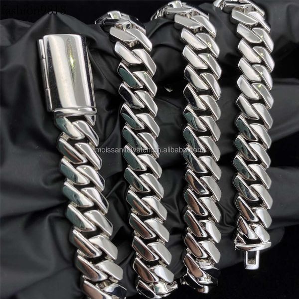 

custom hip hop s sier cuban chain fine jewelry 10mm plain miami cuban link chain curb chain necklace for women men, Silver