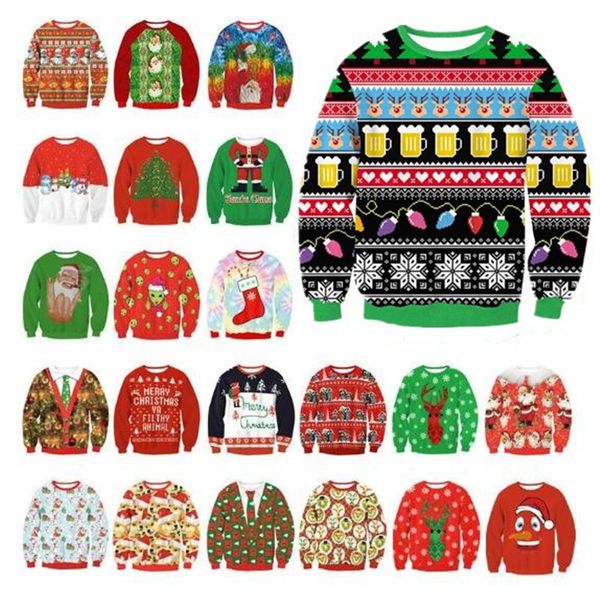 

women's sweaters men women 2023 ugly christmas sweater for holidays santa elf printed novelty autumn winter blouses clothing 230811, White;black