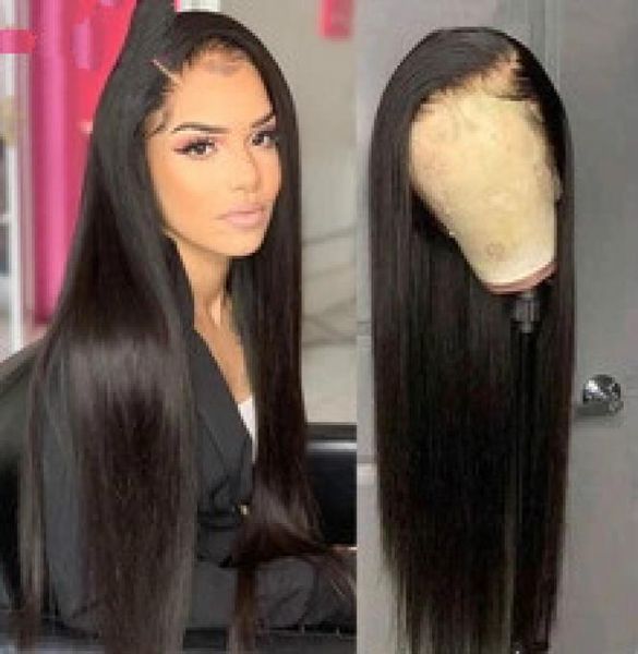 

2020 transparent lace wig 150 density lace front human hair wigs brazilian straight lace front wig frontal wig5501039, Black