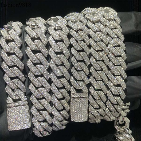 

cross-border e-commerce sells miami chain simulation drill collar s sier mosant drill 12mm 14mm 15mm cuban chain, Black
