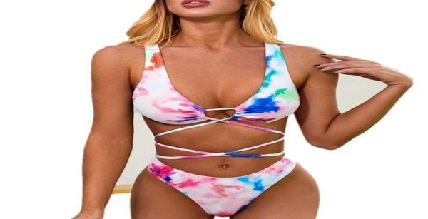 

2020 new ruffle bikinis women swimsuit cross bandage swimwear push up bikini set beach bathing suit brazilian biquni print7941207