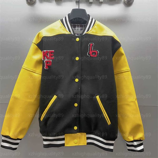 

designer jacket womens coat sports coats sportswear splicing embroidery loose fall street versatile casual long sleeves clothing designers, Black;brown