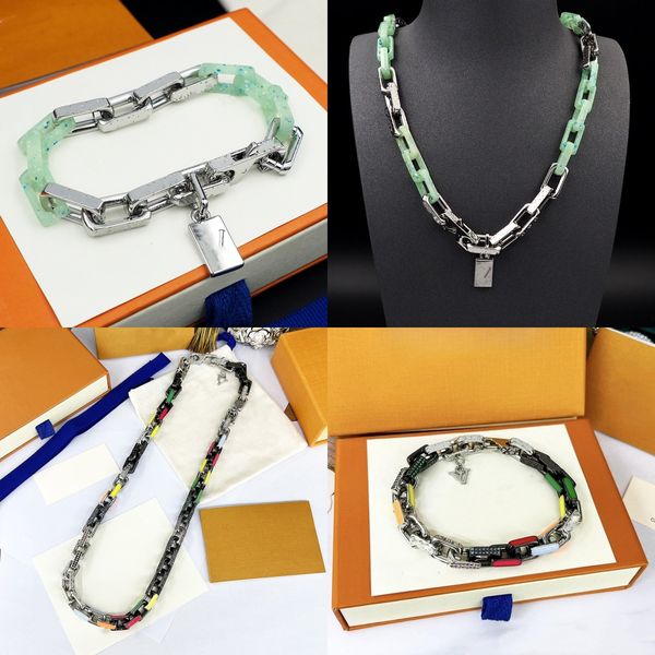 

punk rainbow chain necklace for men stainless steel necklace enamel letter carving love bracelet silver bangle hip hop jewelry festival gift