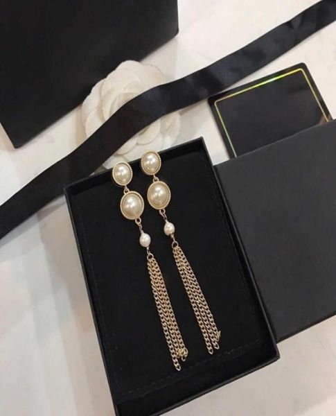 

brand yellow gold color fashion jewelery woman pearls earrings geisha dream party tassel chain studing jewelry20319284054116, Golden