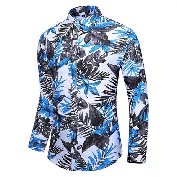 

men's casual shirts 2021 -5xl men fashion summer printed button long sleeve hawaiian shirt blouse plus size drop ju305s, White;black