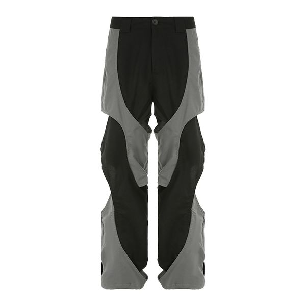 

men's pants lacible cut out patchwork 2023 fashion casual spring autumn britches men women hip hop streetwear 230811, Black