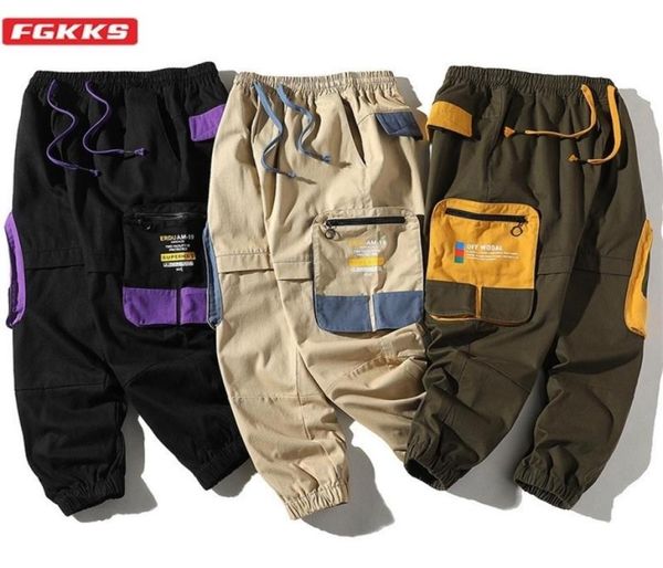 

fgkks brand men big pocket cargo pants new men039s patchwork casual trousers high street wild harem pants male t2004229978421, Black