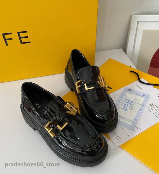 

roma black patent leather platform loafers women fashion shallow flats shoes woman british style middle fend heels office luxury designer sh