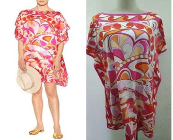 

new 2020 fashion designer dress women039s short sleeves red geometric print large size  stretch jersey loose silk day dress86026121572, Black