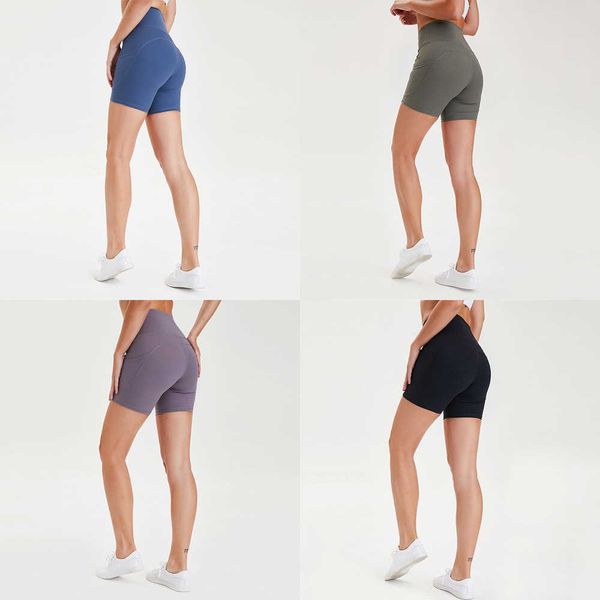 

women align leggings summer designer clothes yoga shorts side pocket nude high-waisted sweatpants hip-ho, Black