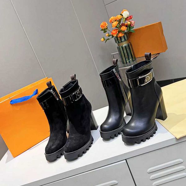 

designer boot women ankle booties winter luis fashion boot martin leather platform letter woman vuttonity sdzxddx, Black