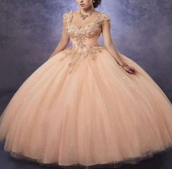 

2019 sparkling tulle quinceanera dresses ball gown sweetheart neck line ruched bodice with lace and beads detachable straps girls 2247914, Blue;red