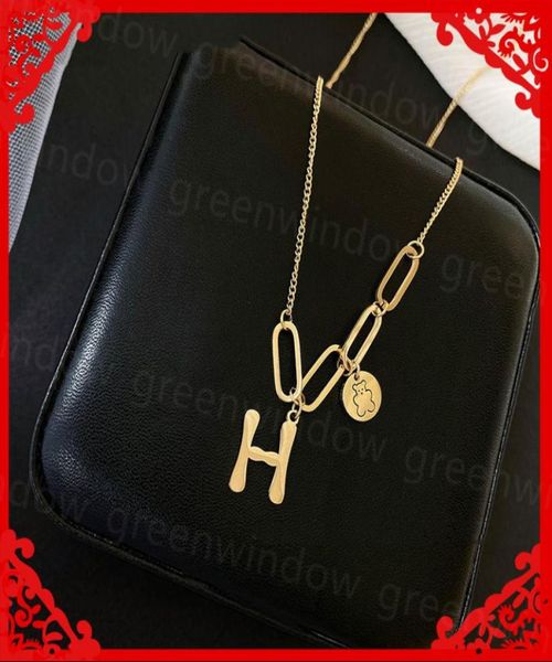 

women luxury designer necklace design collarbone chains woman steel h letter pendant necklaces fashion clavicle designer jewelry h6390570, Silver