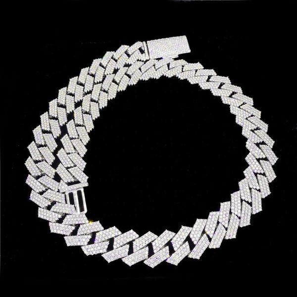 

zuanfa jewelry new trendy 19mm width iced out jewelry sterling sier loose moissanite diamond cuban link, Silver