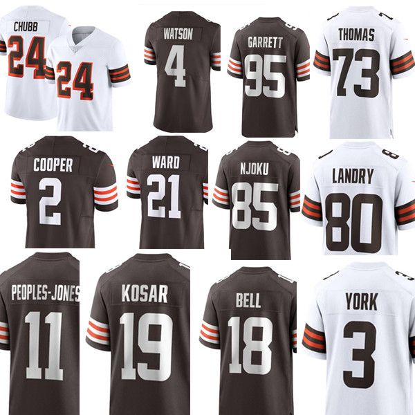 

football jersey 2 amari cooper 4 deshaun watson 95 myles garrett 24 nick chubb 28 jeremiah owusu-koramoah 21 denzel ward 7 jacoby brissett 1, Blue;black