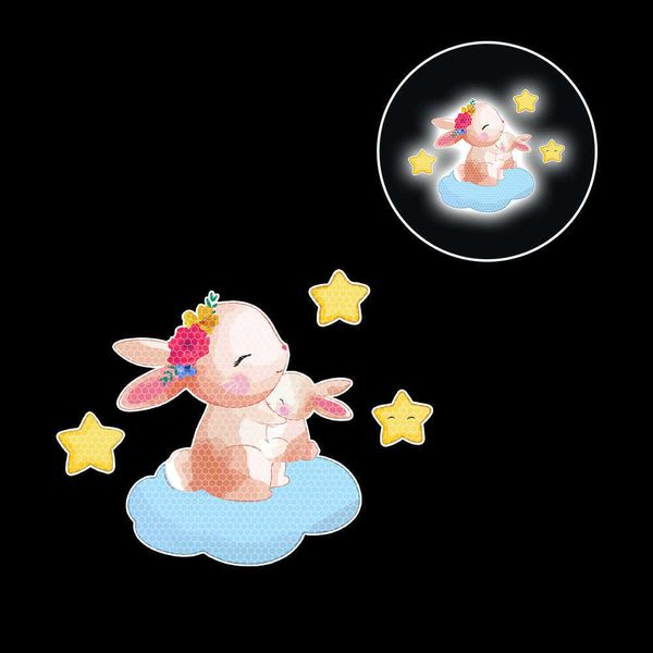 

stickers diy rabbit mom and baby with cloud stars reflective sticker for home car window decal night safety driving reflector decoration r23