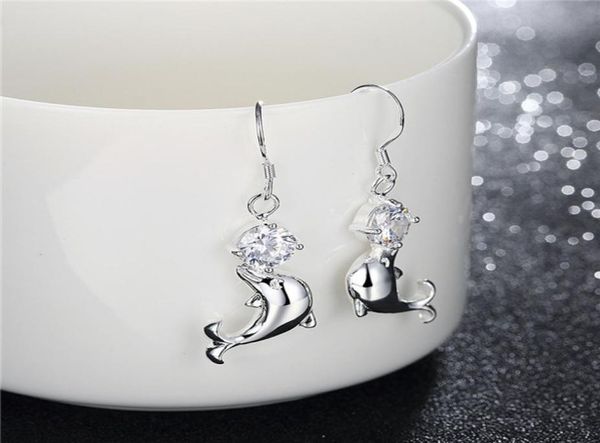 

women039s dolphin sterling silver plated earrings size 43cm13cm dmse270 gift 925 silver plate earring jewelry charm4142419, Golden