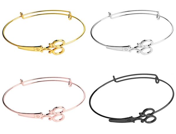 

steampunk scissors bracelet hairdresser bangle hair stylist charm bracelets personalized initial adjustable jewelry drop ship7406334, Golden;silver
