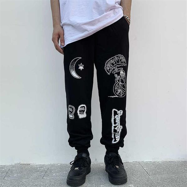 

men's pants pants brain dead gustavo sweatpants men women hip hop cotton season 6 hair coil pants graffiti print trousers t22251b, Black