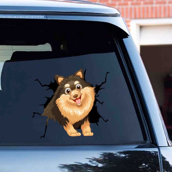 

cool 3d pet stickers funny beagle dog head in the crack decals car styling body window decor motorcycle colorful sticker r230812