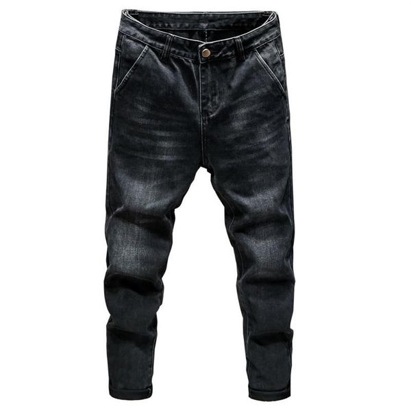 

mens jeans black elasticity harem pants relaxed tapered jeans homme loose joggers baggy men pants casual trousers plus size 42311n, Blue