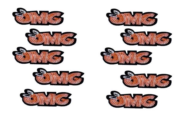 

10pcs sequined omg patch for clothing bags iron on embroidery patches for jeans diy fabrics for patchwork sew on sequins9024698, Black