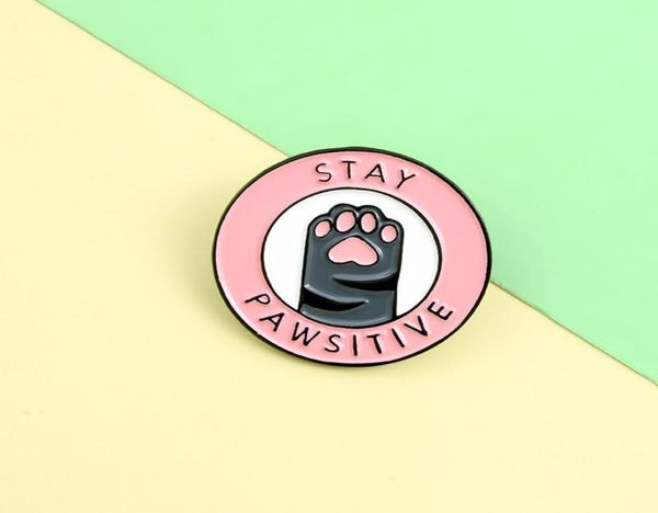 

ewelry cat pink paw enamel lapel pins 039stay pawsitive039 unique design gifts to friends brooches badges whole various 7944553, Blue