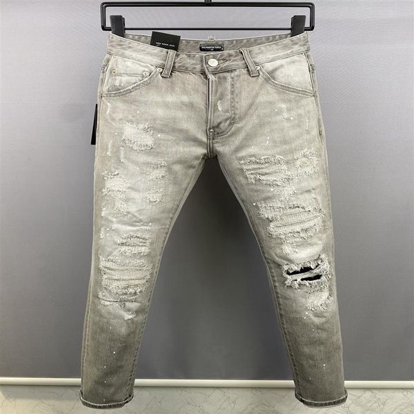 

dsq phantom turtle men's jeans classic fashion man jeans hip hop rock moto mens casual design ripped jeans distressed skinny 267w, Blue