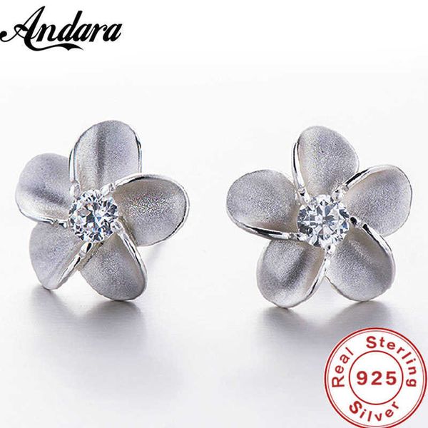 

s925 sterling silver stud zircon plum blossom earrings for women's charm jewelry christmas gift