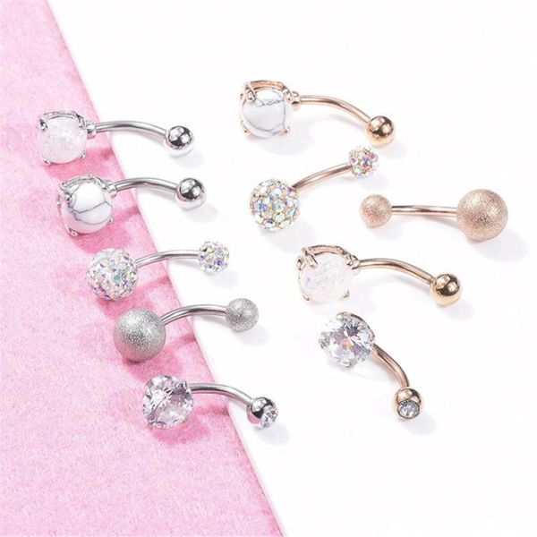 

stainless steel belly button rings for women love heart navel curved barbell studs dangle body piercing jewelry set7254967, Silver