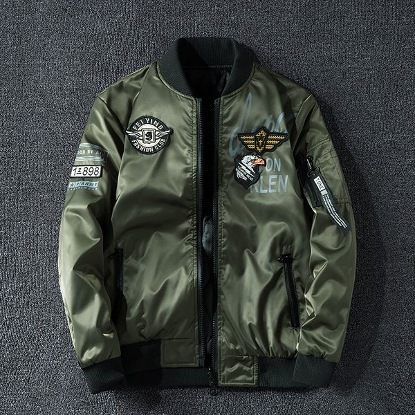 

men's jackets winter bomber jacket men military pilot jacket badge fashion double side wear motorcycle jacket autumn youth men clothing, Black;brown