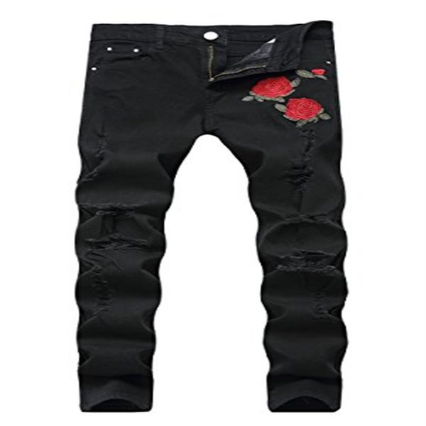 

clotpus men's slim fit ripped stretch jeans destroyed skinny pants with holes230d, Blue
