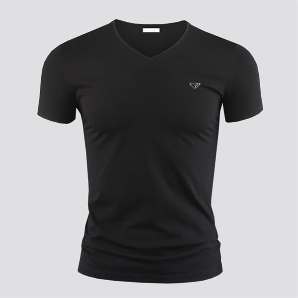 

men's t-shirts t shirt pure cotton tees & polos comfortable crew v neck men women three-dimensional metal triang266q, White;black