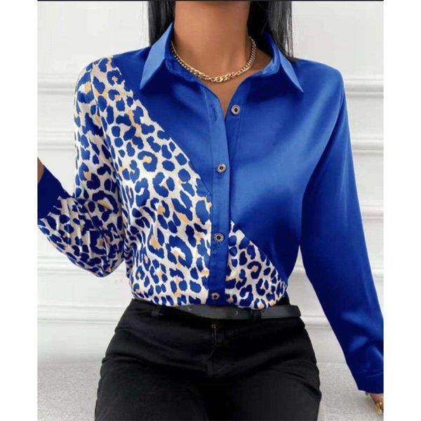 

spring fashion shirt slimming piecing leopard print womens clothes, White
