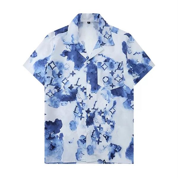 

luxury designer shirts mens fashion geometric print bowling shirt hawaii floral casual shirts men slim fit short sleeve variety yy223k, White;black