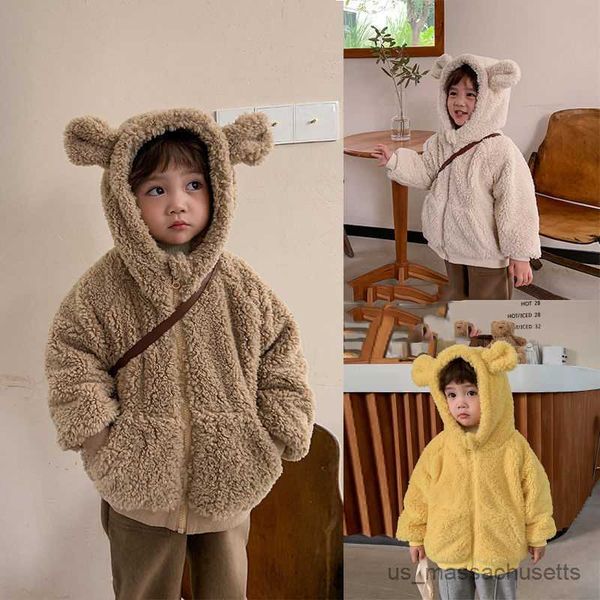 

jackets winter kids bear faux parka jacket children clothing girls boys jacket clothes coat outerwear overcoat r230812, Blue;gray