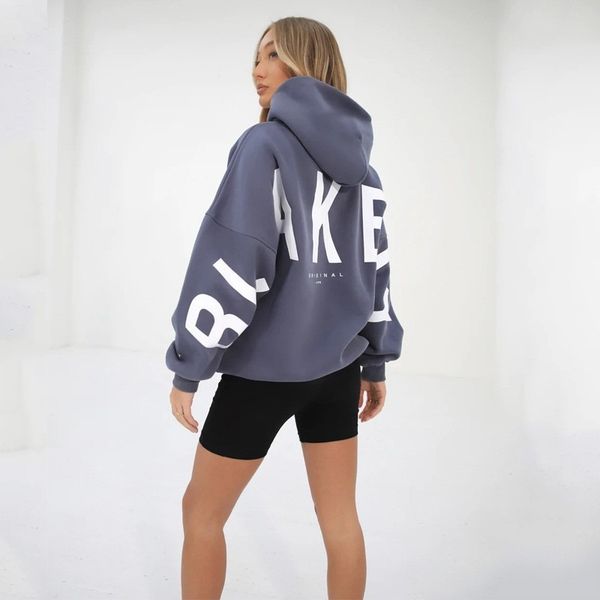 

women's hoodies & sweatshirts 2023 new fashion print padded versatile long sleeve loose hooded sweatshirt women, Black