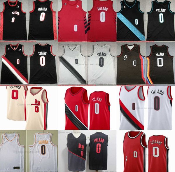 

custom new man women youth basketball 0 damian lillard jerseys stitched xs-6xl kids boys breathable sports home away city black white red li, Black;red